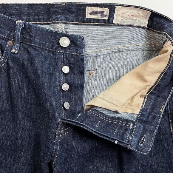 AllSaints Cigarette Jean Skinny Fit Button Fly Dry Rinse Blue 32 - Picture 6 of 7
